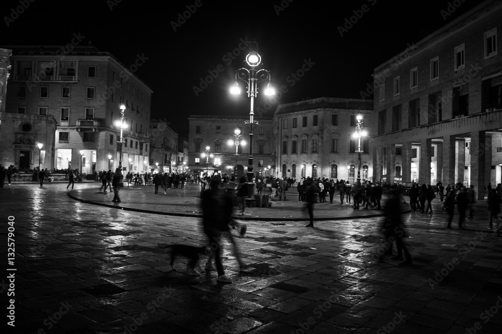 Lecce. Puglia. St Oronzo Square. Black and white