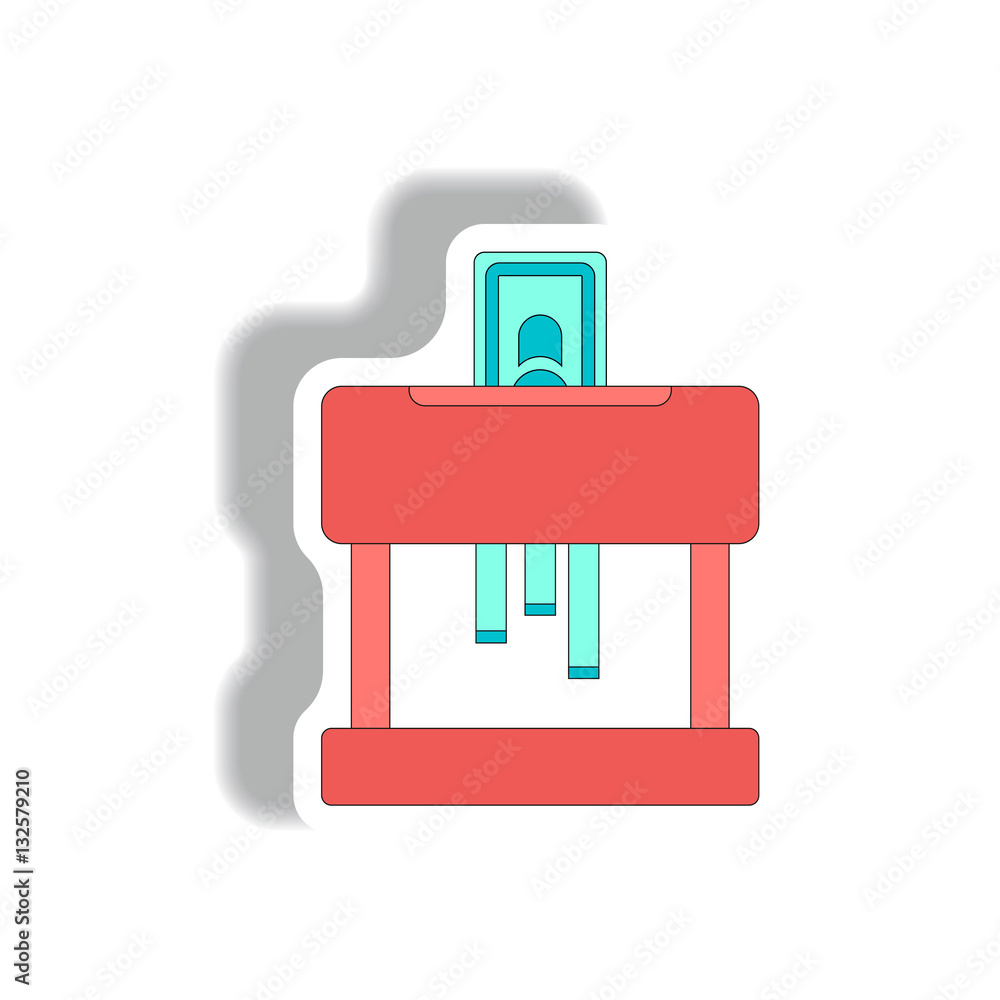 Paper Shredding Machine Vector illustration in paper sticker style of financial voucher destruction Paper Shredding Machine Vector illustration in paper sticker style of financial voucher destruction