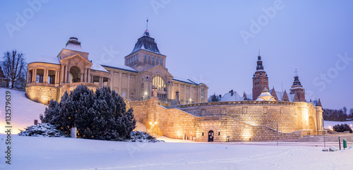 Old landmarks of Szczecin in a winter coat
