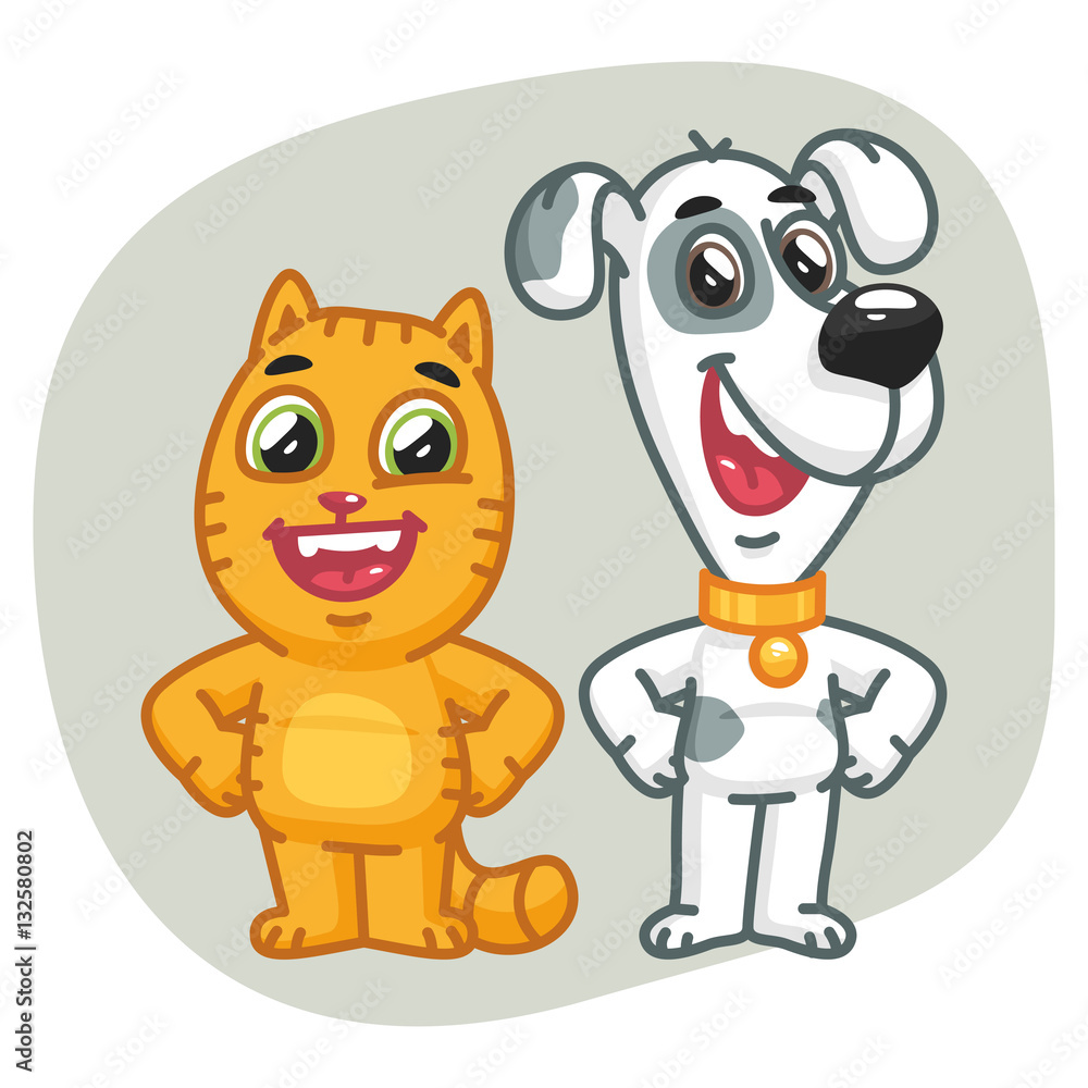 Cat and Dog Holding Paws at Waist Cat and Dog Holding Paws at Waist