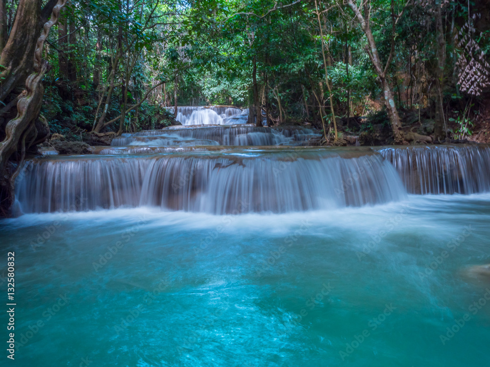 The most beautiful Huai Mae Khamin waterfall, Khanchanaburi