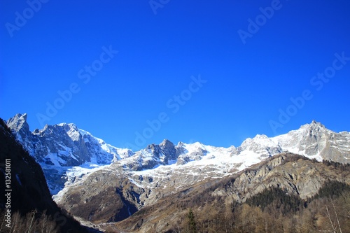 Mont Blanc massif in Alps  on Italy-France border