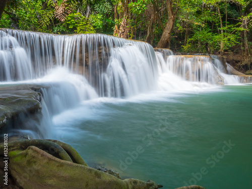 The Huai Mae Khamin waterfall, Khanchanaburi in Thailand