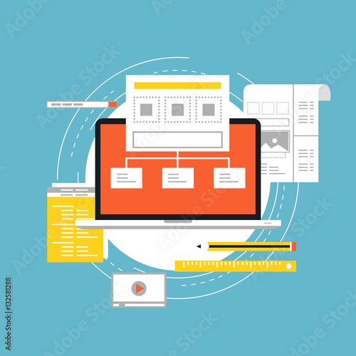 Application development with API interface flat vector illustration design. Technology concept for software API prototyping and testing