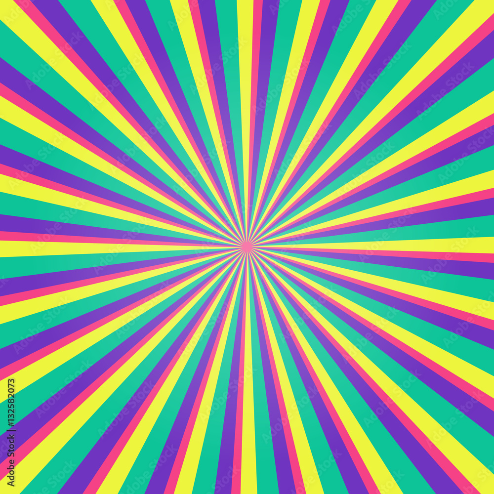 Colorful multicolored burst background. Rays Vector illustration