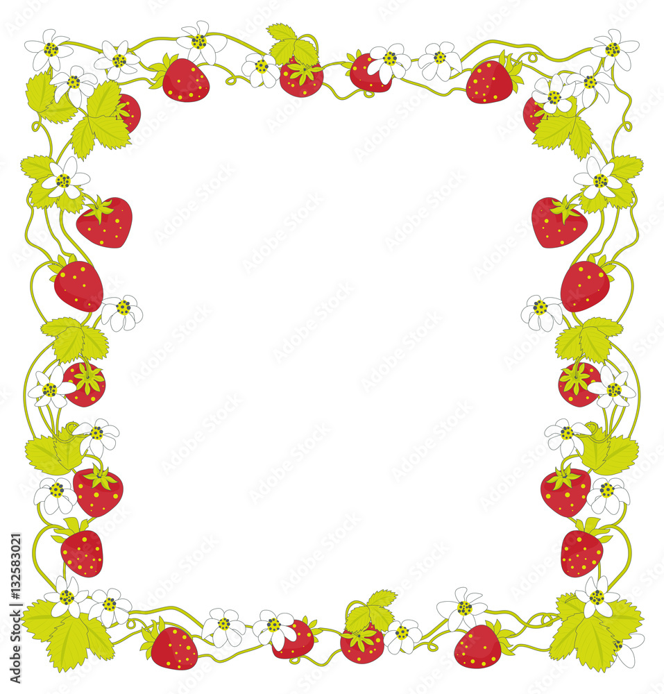 Strawberry square frame. Vector illustration Strawberry square frame. Vector illustration