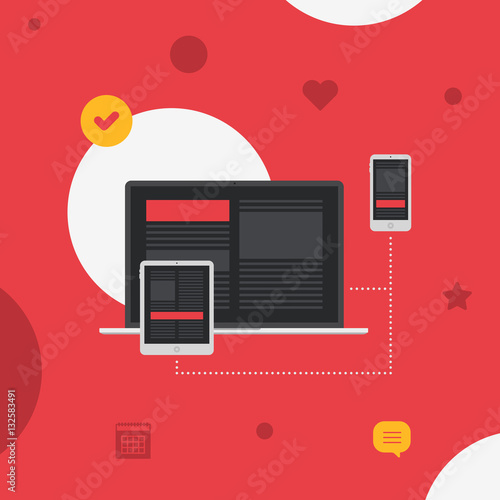 Responsive Adaptive Interface on Devices Screen Flat Vector Illustration 