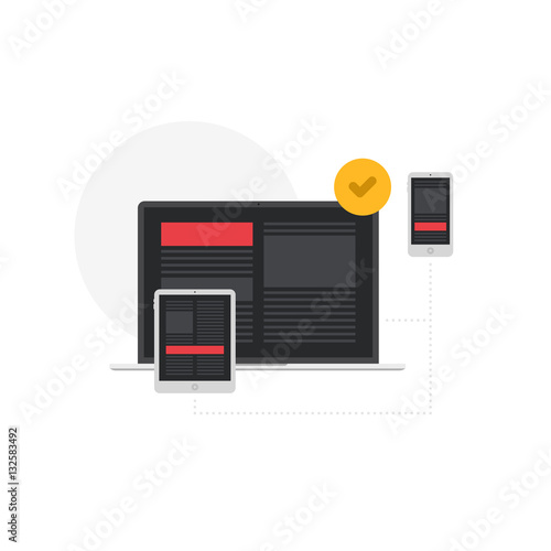 Responsive Adaptive Interface on Devices Screen Flat Vector Illustration 