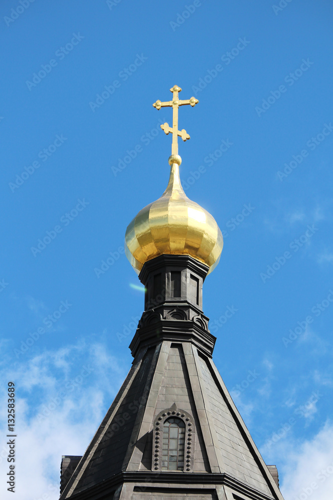 A traditional golden cupola in Russian cathedral