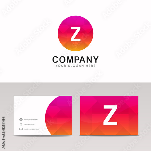 Minimalistic flat Z letter in round shape logo company icon vect