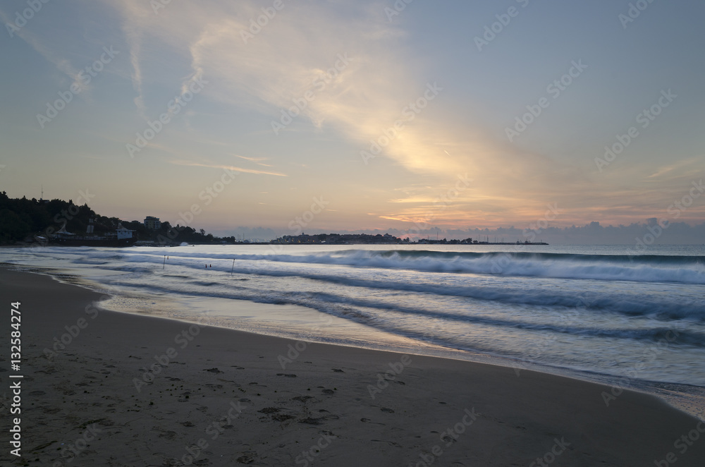 Eternity on Bulgarian sandy shore near sunrise
