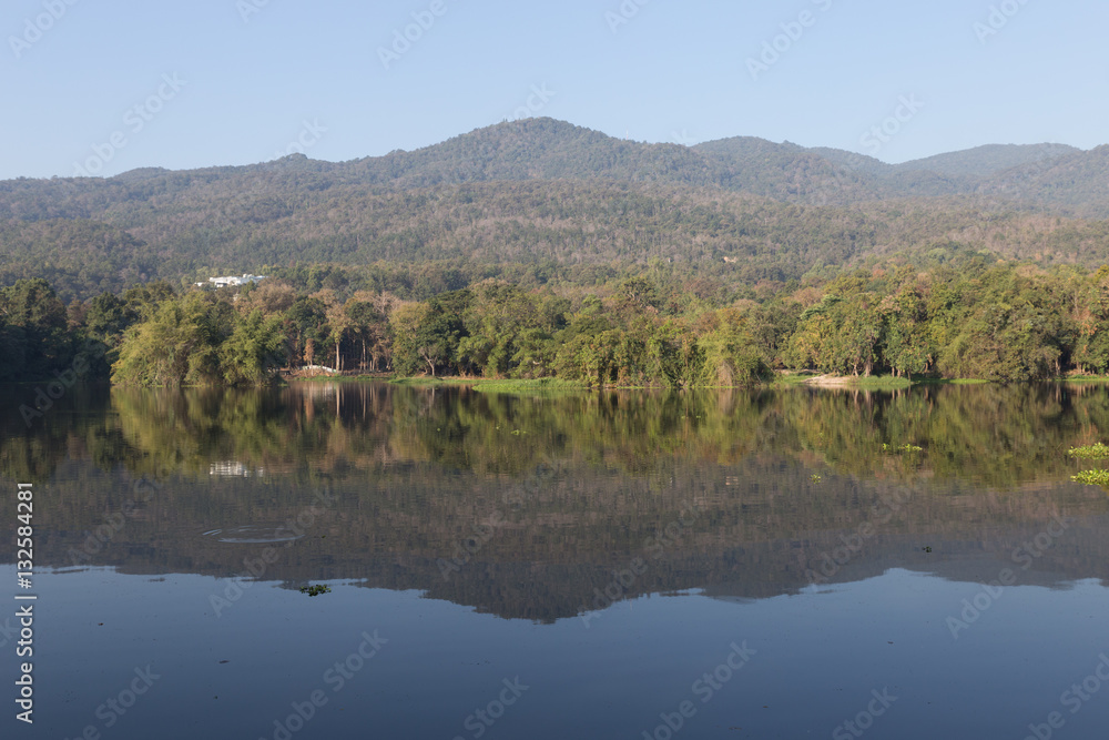 mountain and lake view in morning