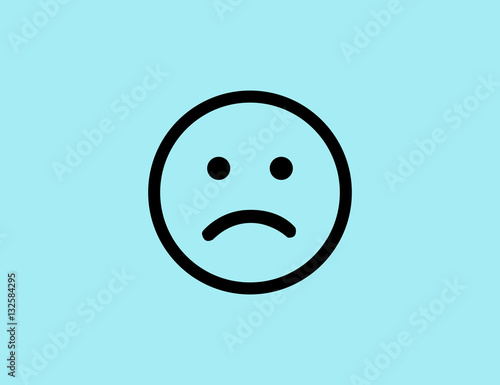Vector sad smiley flat line icon