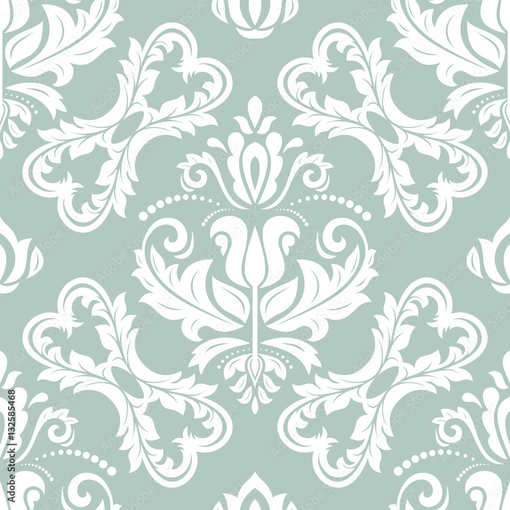 Oriental vector classic blue and white pattern. Seamless abstract background with repeating elements. Orient background