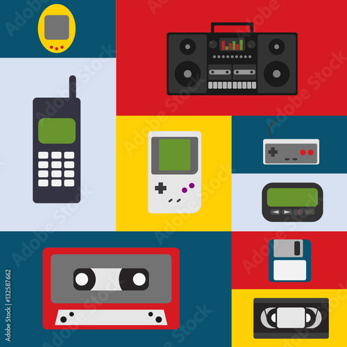 Vector illustration 90s gadget icons