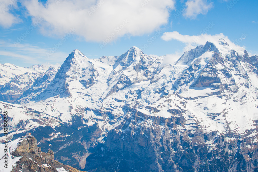 Alps Scenery from the top of Schilthorn, Switzerland - April, 2016