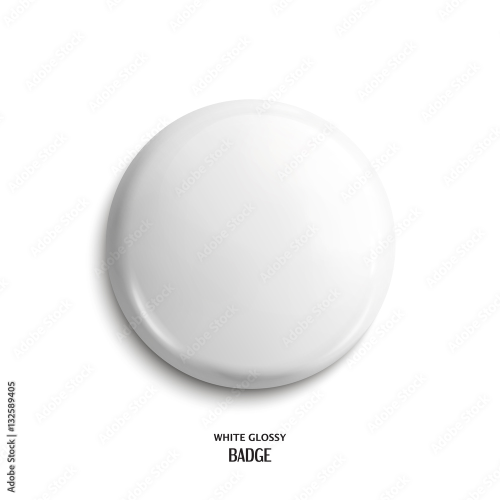 Vector blank, white glossy badge or web button. Vector. - obrazy, fototapety, plakaty 