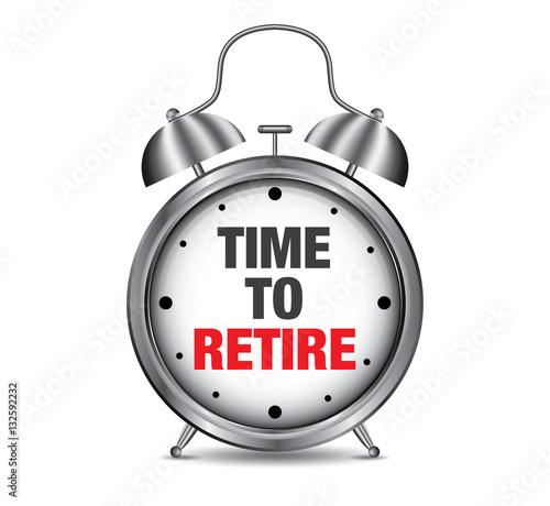 Time to Retire on retro alarm clock vector illustration