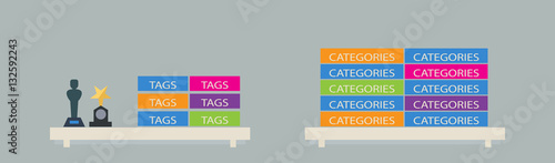 Organize categories, tags, and keywords for SEO - vector illustration concept