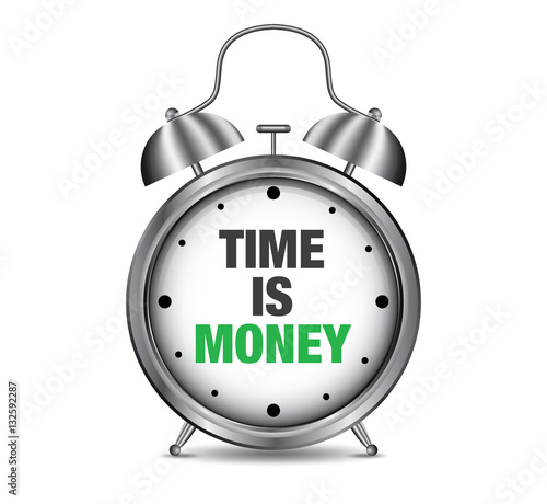 Time is Money on retro alarm clock vector illustration
