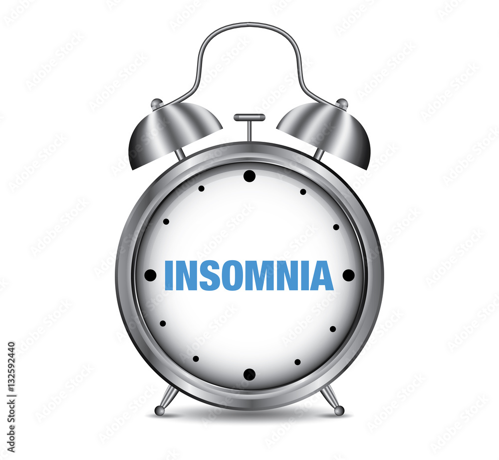 Fototapeta premium Insomnia on retro alarm clock vector illustration