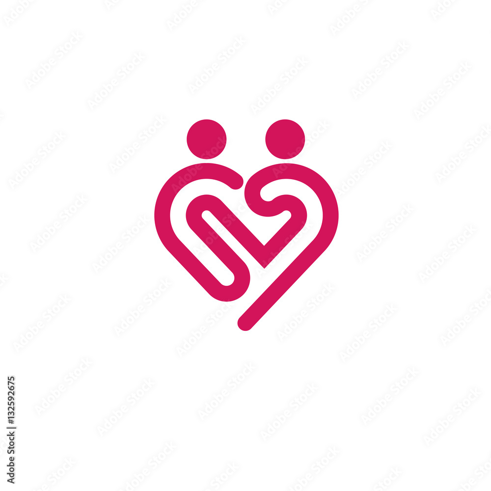 Free Vector  Heart logo. love couple logo