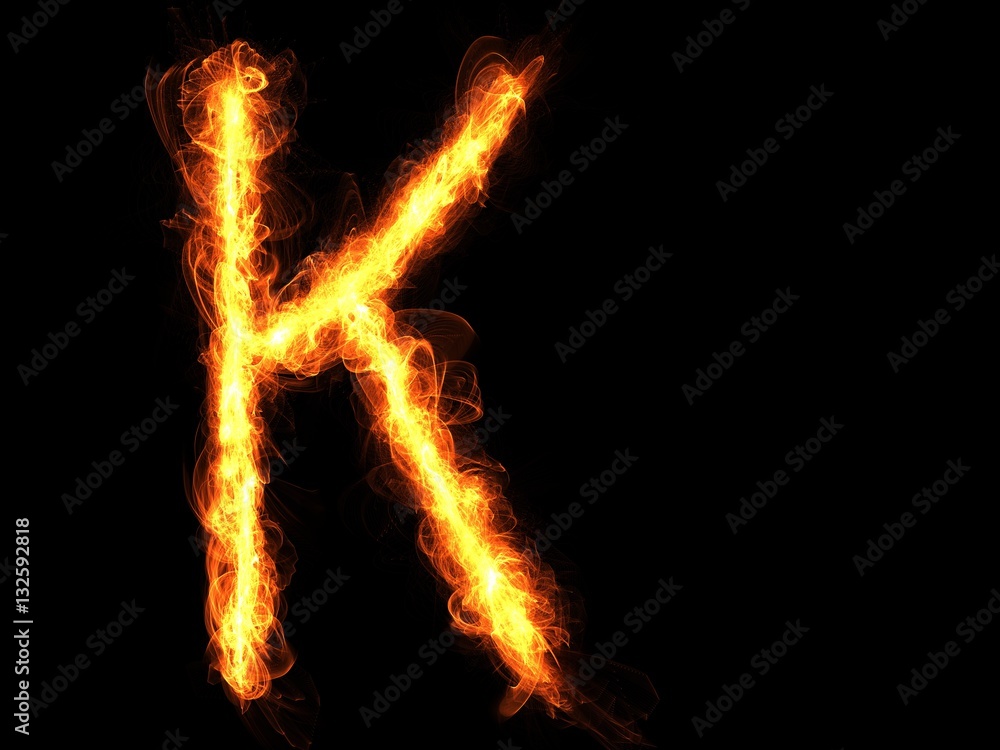 Fototapeta premium Buchstabe K aus Feuer