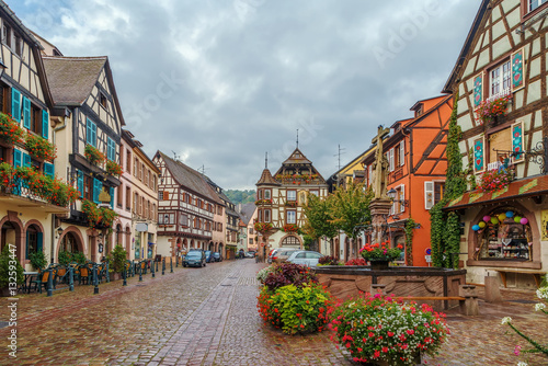 Main street in Kaysersberg  Alsace  France