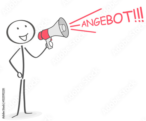 Angebot Durchsage Werbung von Männchen mit Megafone