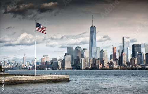American Flag in front of the Freedom Tower, New York