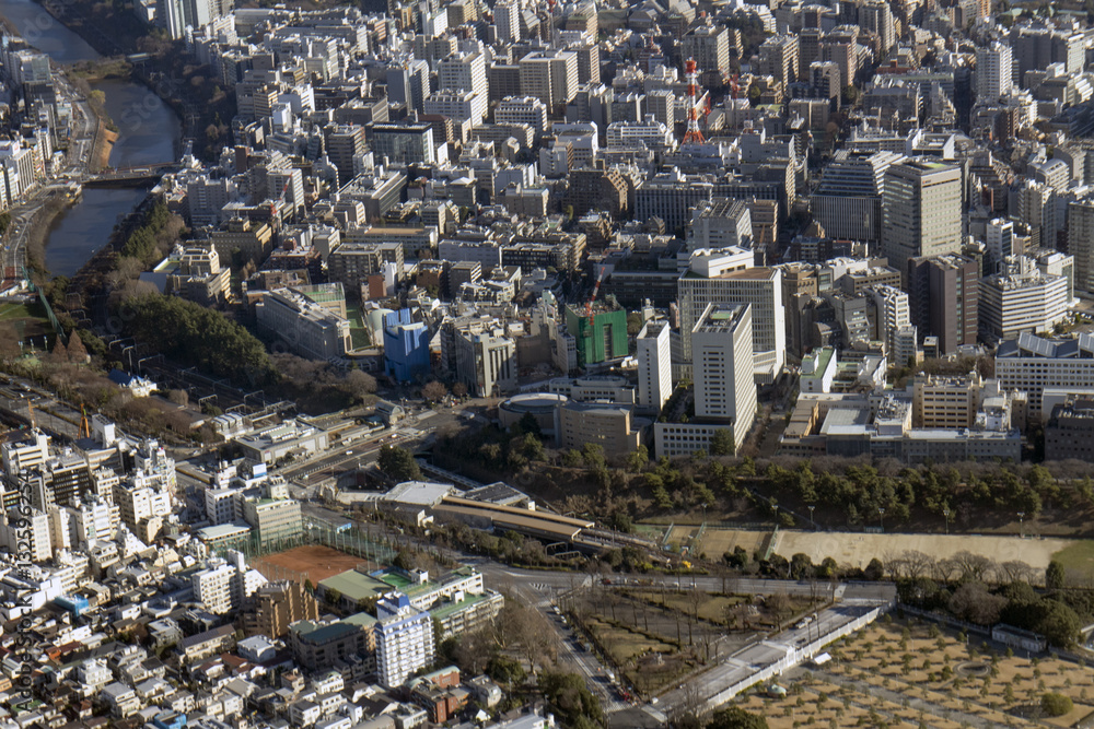 中央線四ツ谷駅付近を空撮 Stock Photo Adobe Stock