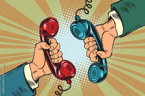 Retro a dialogue on the phone two handsets