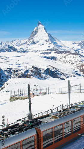 View of Matterhorn with Gornergrat railway, Switzerland
