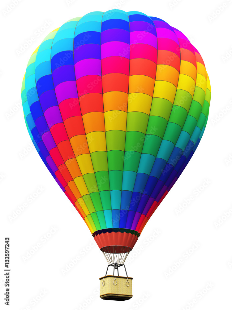 Fototapeta premium Color rainbow hot air balloon isolated on white background