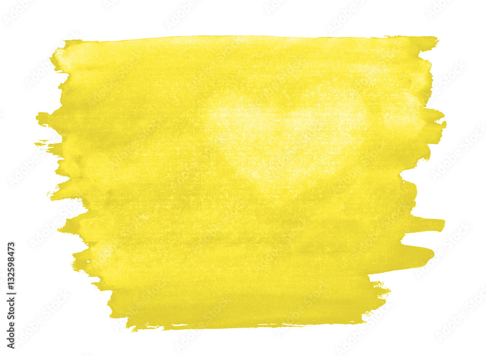 A fragment of a yellow watercolor background with the light silhouette of the heart