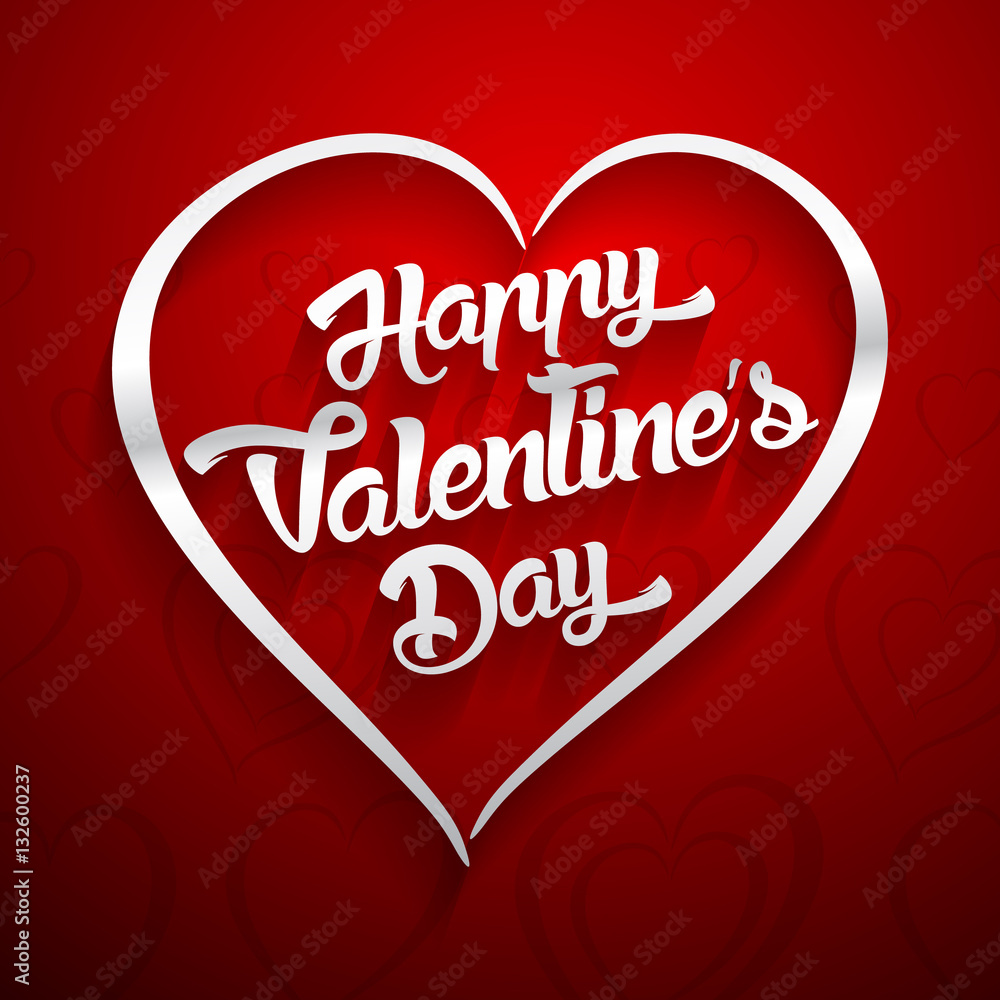 Happy Valentines Day handwritten lettering design text on color