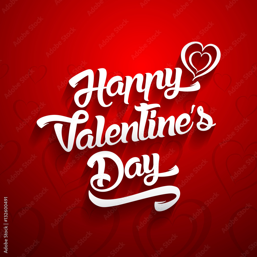 Happy Valentines Day handwritten lettering design text on color Happy Valentines Day handwritten lettering design text on color