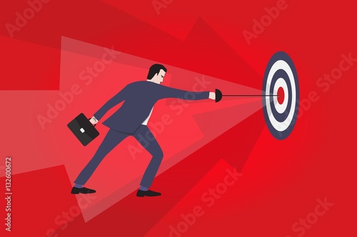 Businessman hitting a target. Business concept illustration