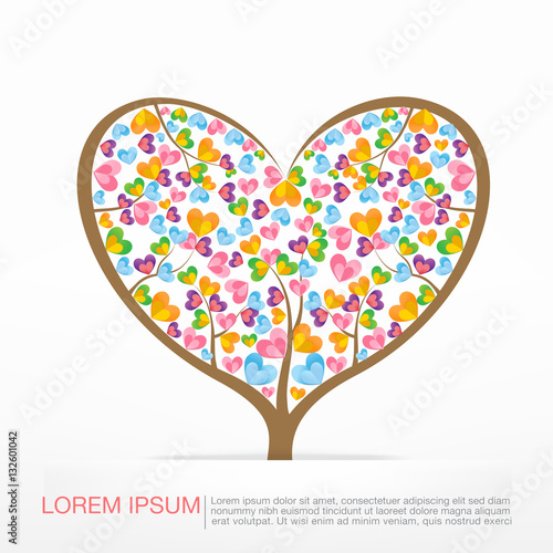 002 Heart Tree element for valentine day and wedding card decora