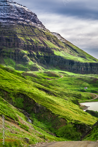 Green mountains above the f...