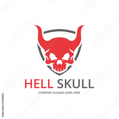Hell skull. Skull logo template