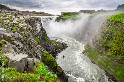 Beautiful Dettifoss waterfall in Iceland in summer