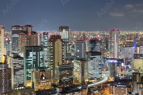 Twilights, Osaka city business downtown, Japan © pranodhm