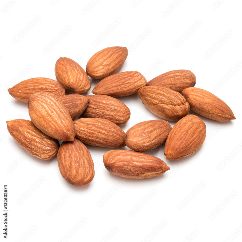 almond nuts isolated on white background close up almond nuts isolated on white background close up