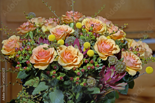 flower bouquet with orange roses
