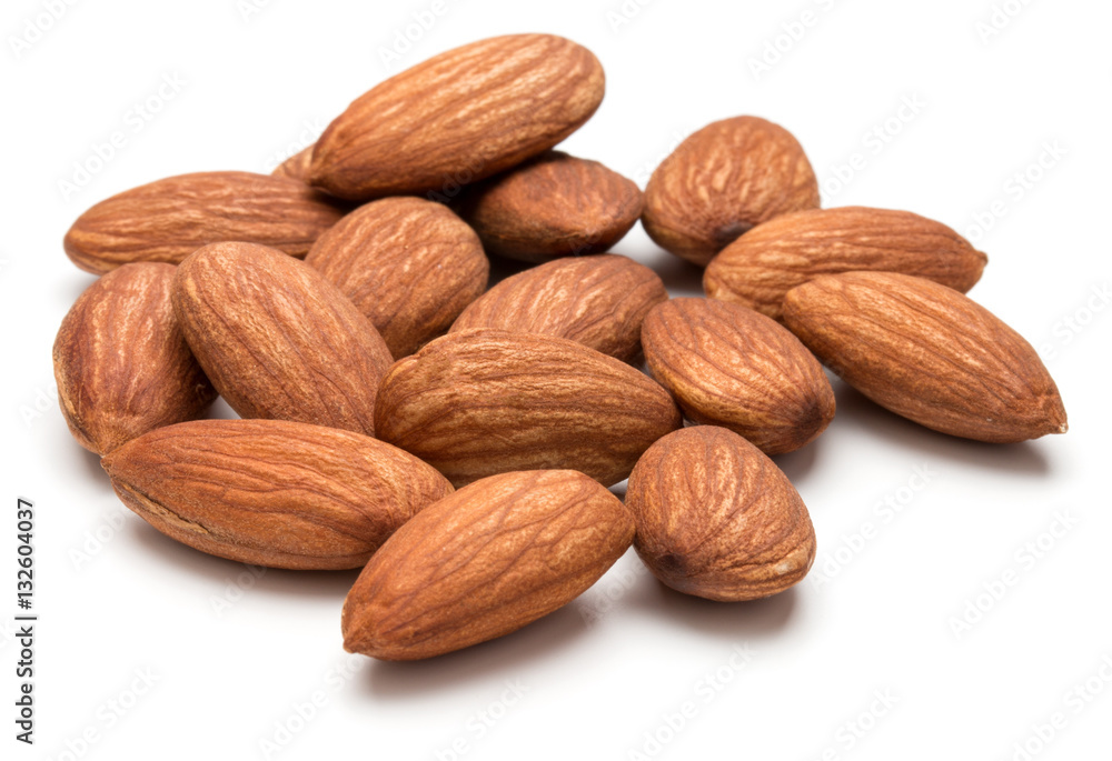 almond nuts isolated on white background close up almond nuts isolated on white background close up