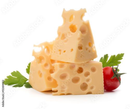 Cheese block isolated on white background cutout