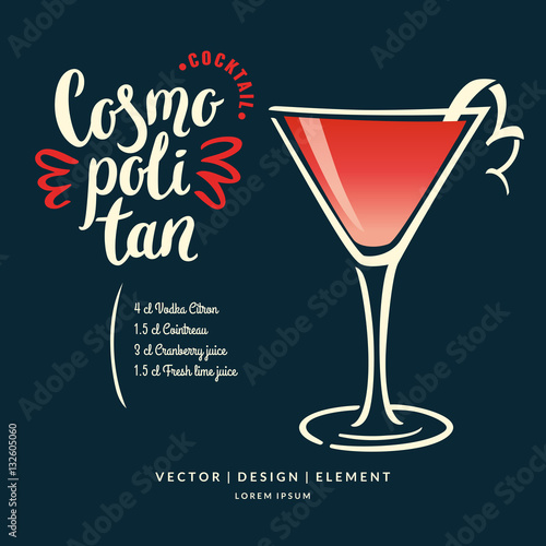 Modern hand drawn lettering label for alcohol cocktail Margarita