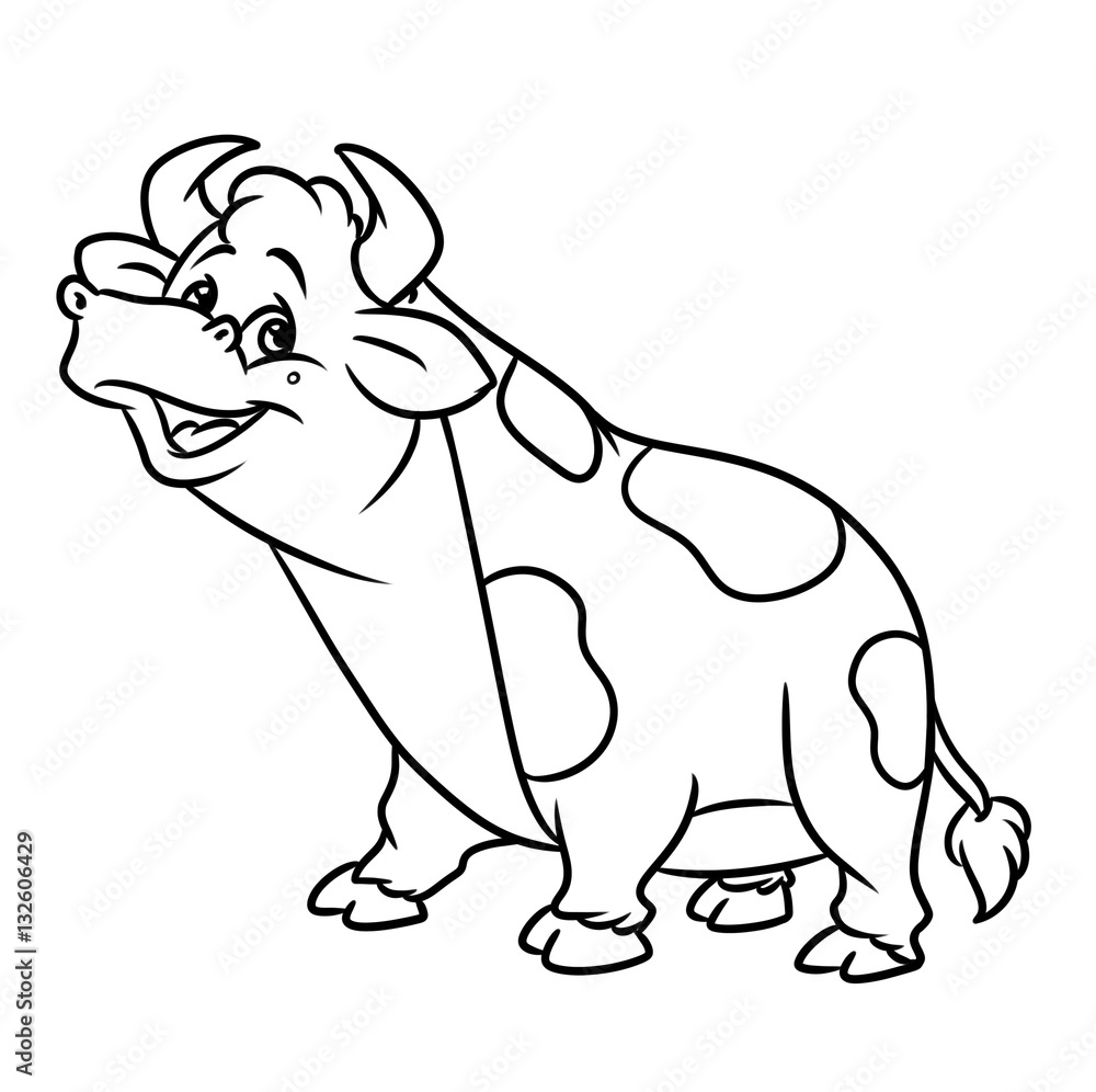 Fototapeta premium bull animal coloring pages cartoon illustration isolated image 