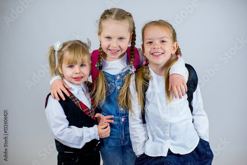 three young schoolgirls